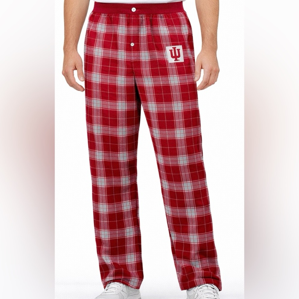 Indiana University‎ Hoosiers IU Crimson Red Gray Flannel Pajama Pants Pockets L
